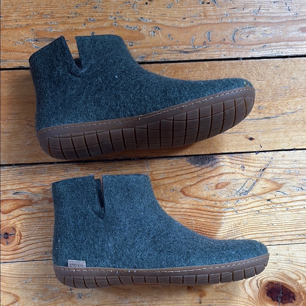 Glerups Dark Green Wool Ankle Boots - size 40